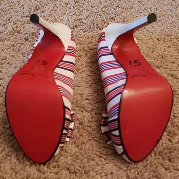 Anne Michelle Heels Shoes Peep Toe Pumps STILETTO Strip Women's WOMAN'S Size 5½ - Picture 11 of 14